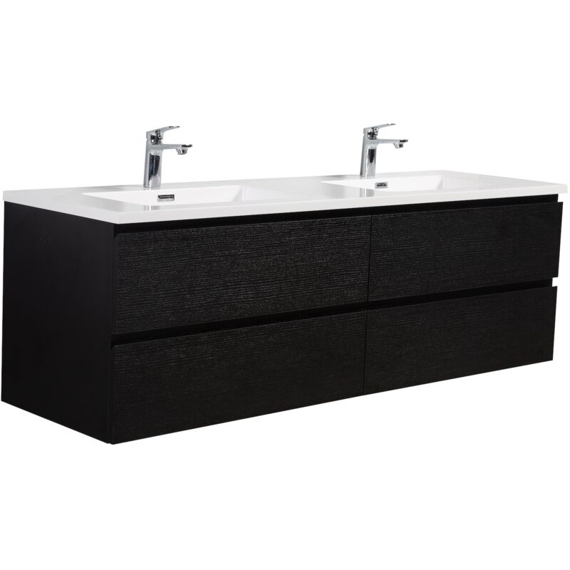 Badplaats Badezimmer Badmöbel-set Angela 160cm - Schwarz Holz - Unterschra
