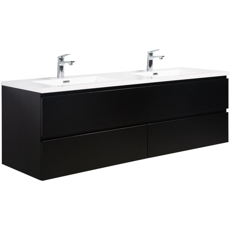 Badplaats Badezimmer Badmöbel-set Angela 160cm - Mat Schwarz - Unterschran