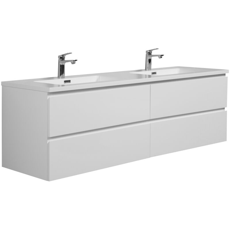 Badplaats Badezimmer Badmöbel-set Angela 160cm - Hochglanz Weiß - Untersch
