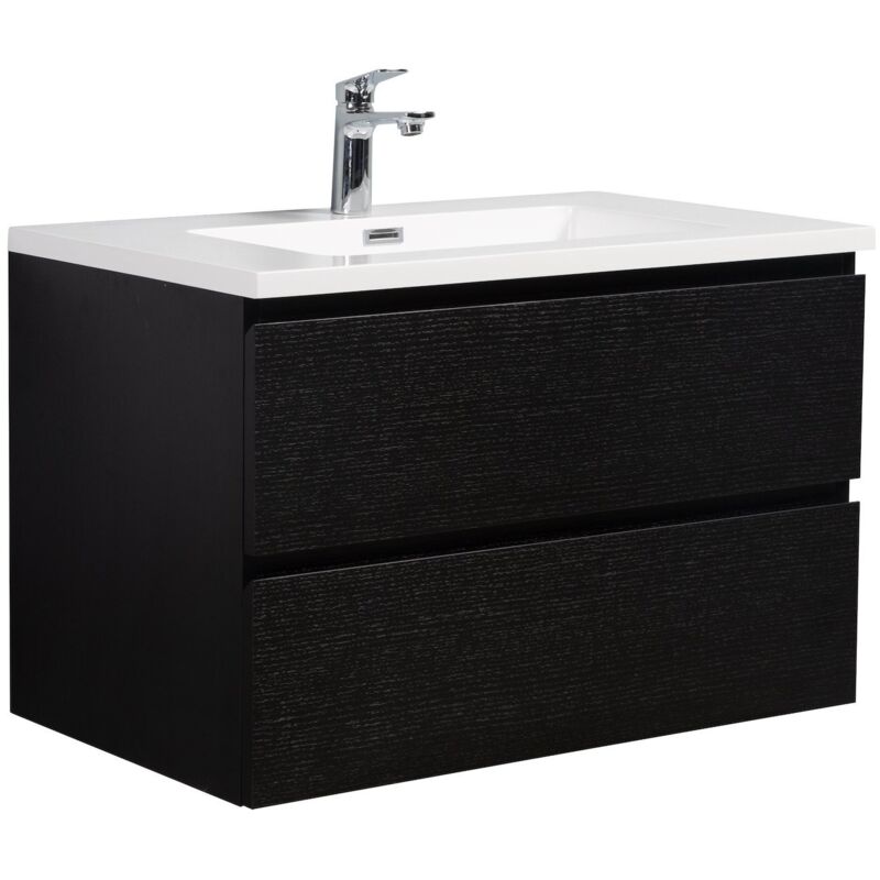 Badplaats Badezimmer Badmöbel-set Angela 80cm - Schwarz Holz - Unterschran