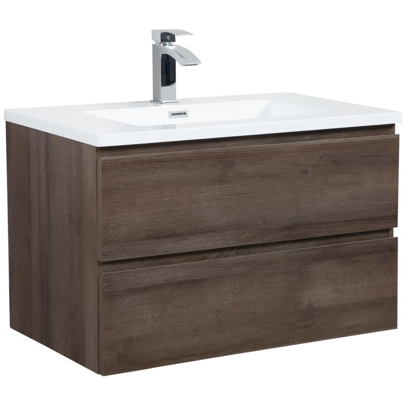 Badplaats Badezimmer Badmöbel-set Angela 80cm - Braun Eiche - Unterschrank