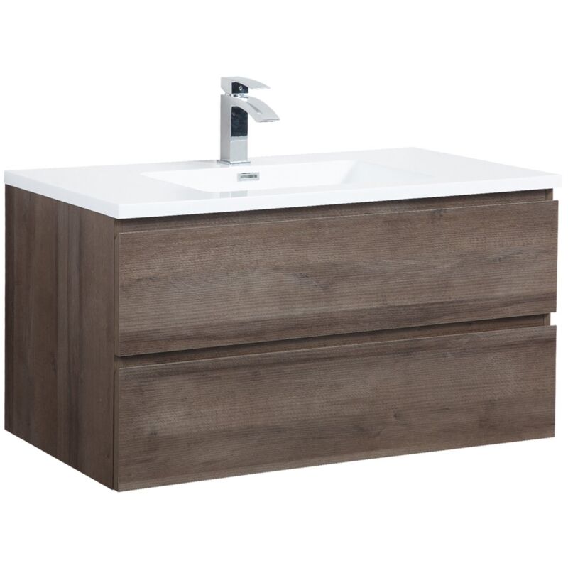 Badplaats Badezimmer Badmöbel-set Angela 100cm - Braun Eiche - Unterschran