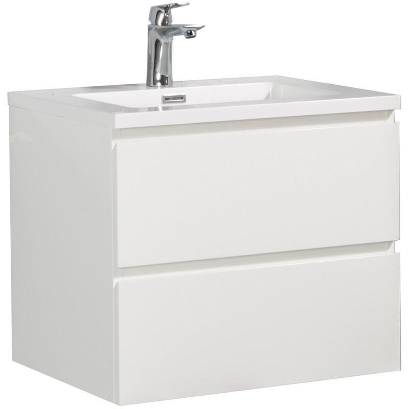 Badplaats Badezimmer Badmöbel-set Angela 60cm - Hochglanz Weiß - Unterschr