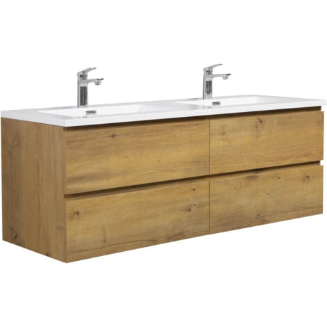 Badezimmer Badmöbel-Set Angela 140cm - Eiche - Unterschrank Schr