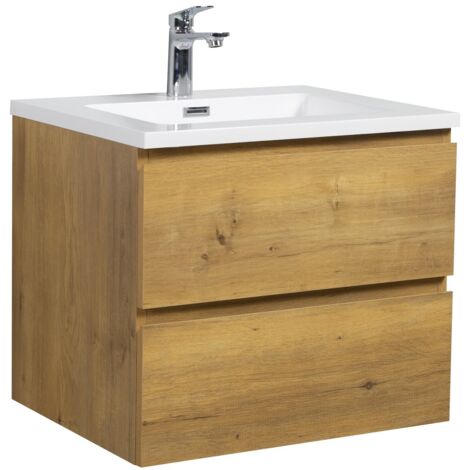 Badezimmer Badmöbel-Set Angela 60cm - Eiche - Unterschrank Schra