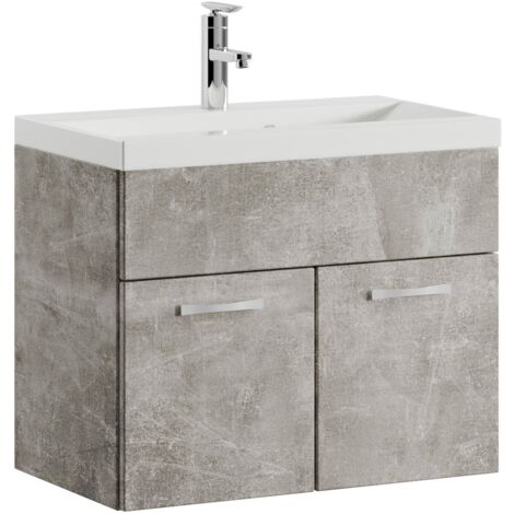 Badezimmer Badmöbel-Set Montreal 01 60cm Waschbecken Beton Grau