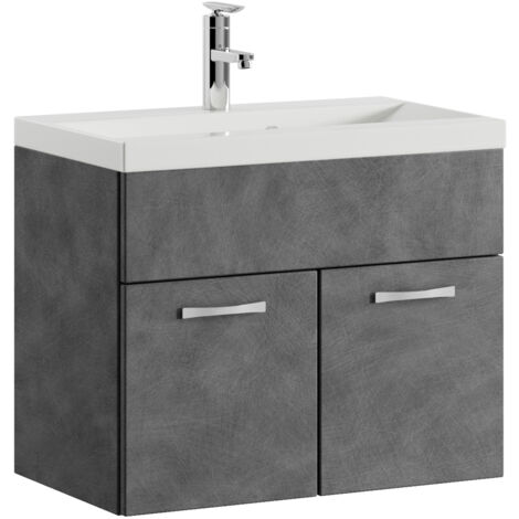 Badezimmer Badmöbel-Set Montreal 01 60cm Waschbecken Dunkelgrau
