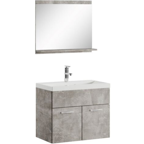 Badezimmer Badmöbel-Set Montreal 02 60cm Waschbecken Beton Grau