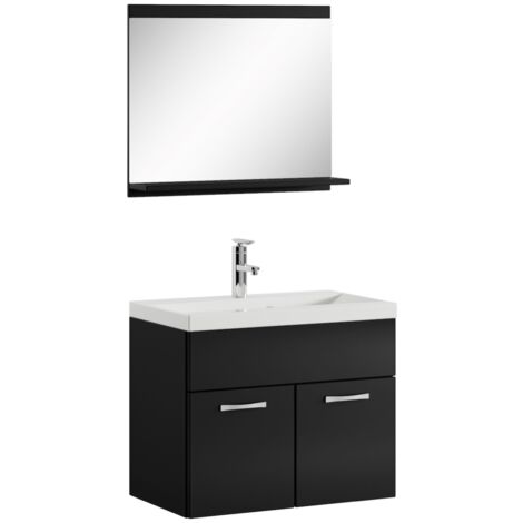 Badezimmer Badmöbel-Set Montreal 02 60cm Waschbecken Hochglanz S