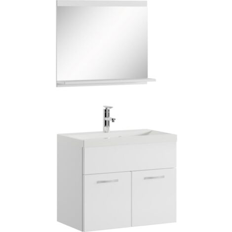 Badezimmer Badmöbel-Set Montreal 02 60cm Waschbecken Hochglanz W