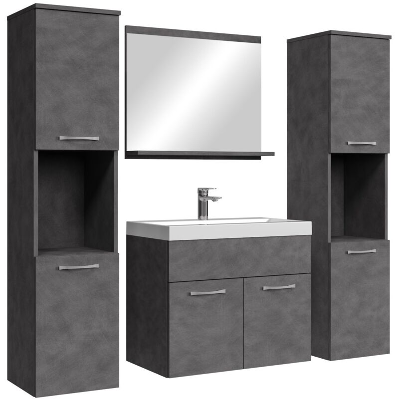 Badplaats - Badezimmer Badmöbel-set Montreal Xl 60cm Waschbecken Dunkelgrau