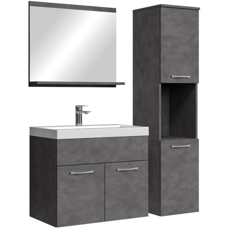 Badplaats - Badezimmer Badmöbel-set Montreal 60cm Waschbecken Dunkelgrau - U