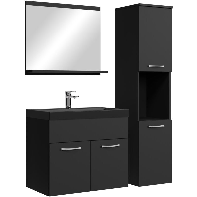 Badplaats Badezimmer Badmöbel-set Montreal 60cm Waschbecken Schwarz - Mat