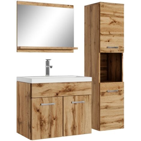 Badezimmer Badmöbel-Set Montreal 60cm Waschbecken Eiche - Unters