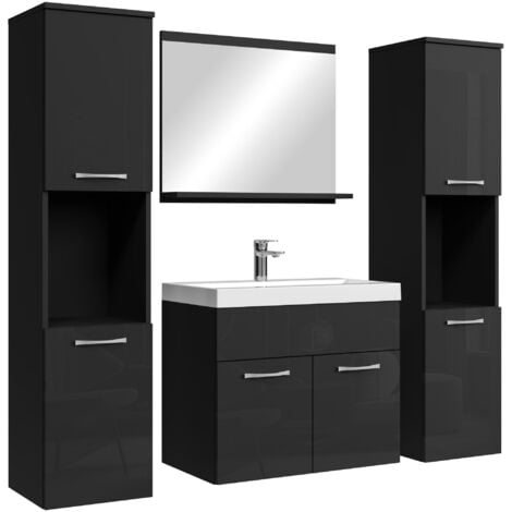 Badezimmer Badmöbel-Set Montreal XL 60cm Waschbecken Schwarz Hoc