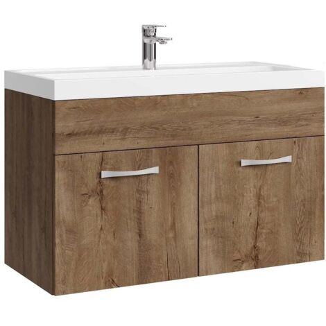 Badezimmer Badmöbel Set Paso 01 80cm Waschbecken Lefkas (Braun) - Unterschrank Schrank Waschbecken Waschtisch Badezimmer Badmöbel Set Paso 01 80cm Waschbecken Lefkas (Braun) - Unterschrank Schrank Waschbecken Waschtisch