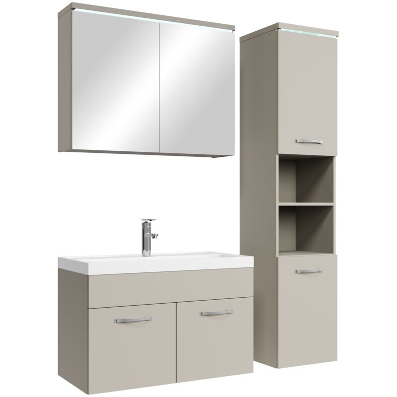 Badplaats - Badmöbelset Paso 80 X 40 Cm - Cashmere - Mit Spiegelschrank Und