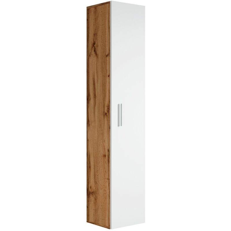 Badplaats - Badezimmer Badschrank Pluto 150cm Eiche, Weiß - Regal Schrank Ho