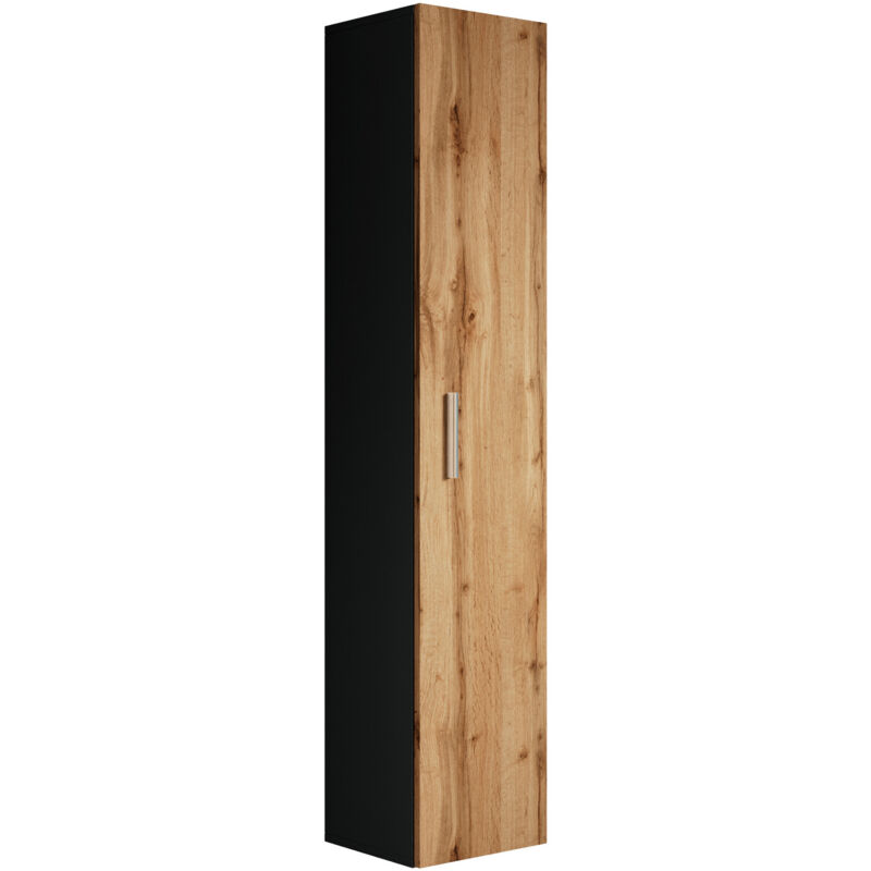 Badplaats - Badezimmer Badschrank Pluto 150cm Schwarz, Eiche - Regal Schrank