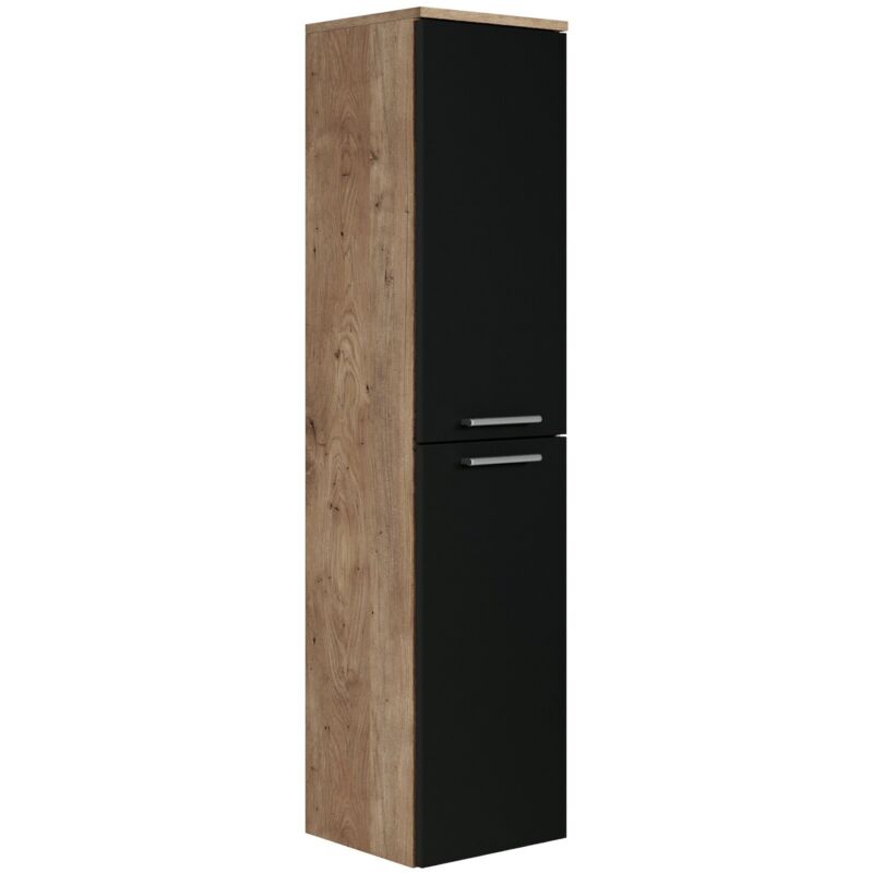 Badplaats - Badezimmer Badschrank Saturnus 130cm Kastanie Eiche Mit Mat Schw