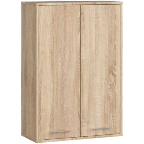 Badezimmer-Hängeschrank FIN Sonoma Eiche 64 cm 2 Türen 4 Regalböden B64xH94xT30 cm
