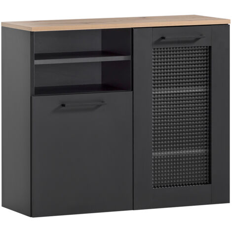 Badezimmer Hängeschrank schwarz matt  MASON-80