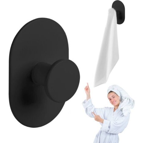 Badezimmer-Haken Handtuchhalter Einzelwand selbstklebend schwarz