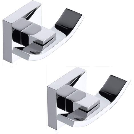 Badezimmer-Handtuchhaken, Kleiderhaken, Doppel-Bademantelhaken, poliertes Chrom-Finish, 2 Stück