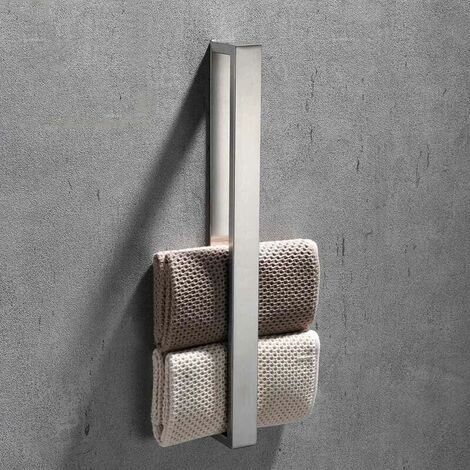 Badezimmer-Handtuchhalter ohne Bohren, Wandmontage, vertikaler Handtuchhalter aus Edelstahl (Silber)