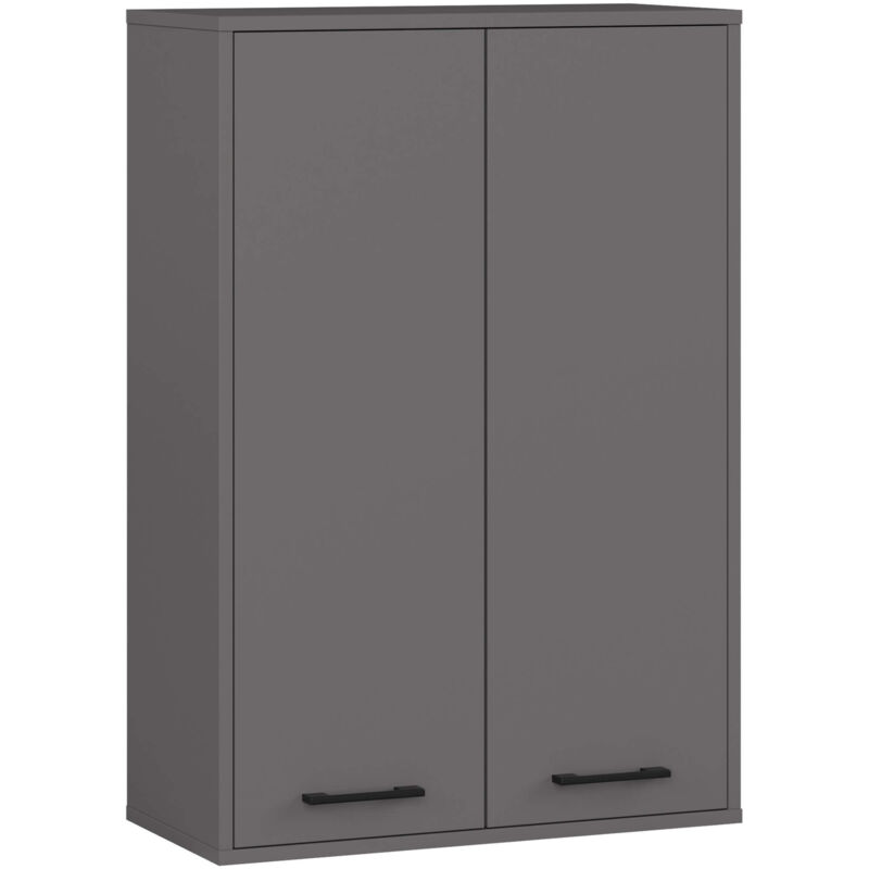 Akord - Badezimmer-hängeschrank Fin Graphitgrau 64 Cm 2 Türen 4 Regalböden B64xh94xt30 Cm