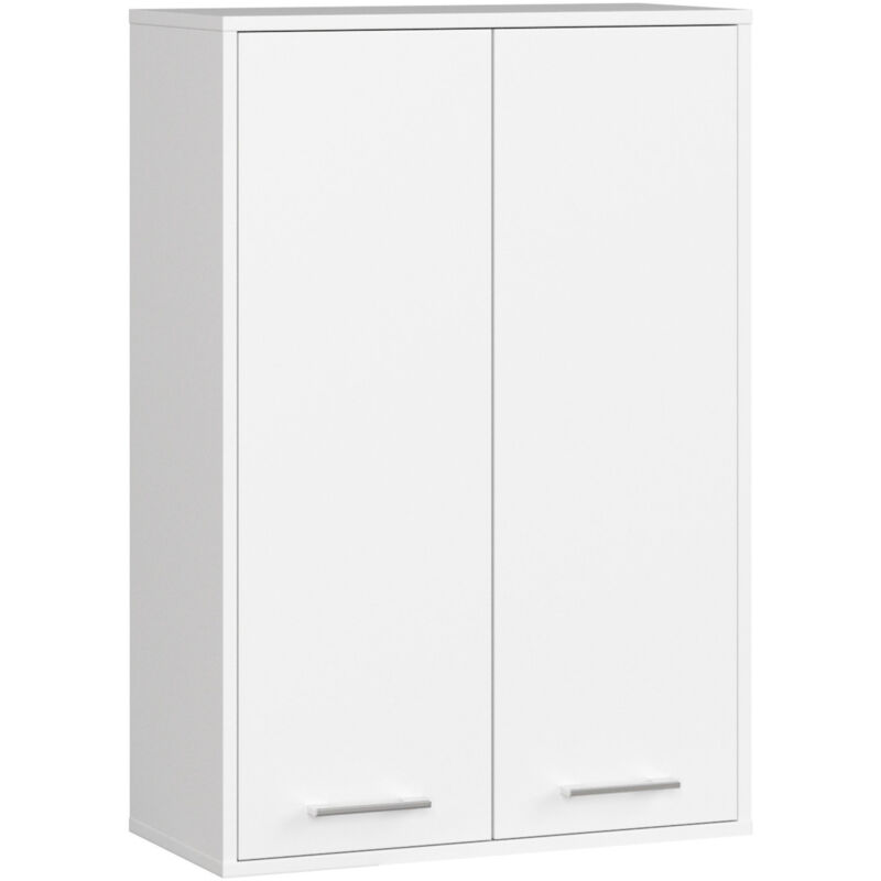 Akord - Badezimmer-hängeschrank Fin Weiß 64 Cm 2 Türen 4 Regalböden B64xh94xt30 Cm