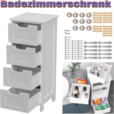 Badezimmer Kommode Sideboard Mehrzweckschrank Schrank 4 Schubladen 82x30x30cm