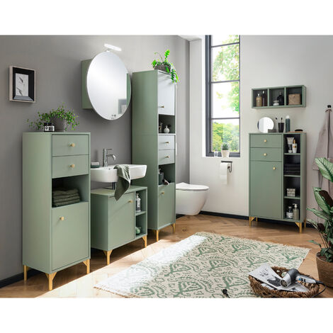 Badezimmer komplett Set inkl. Spiegelschrank ANGERS-80 in mint