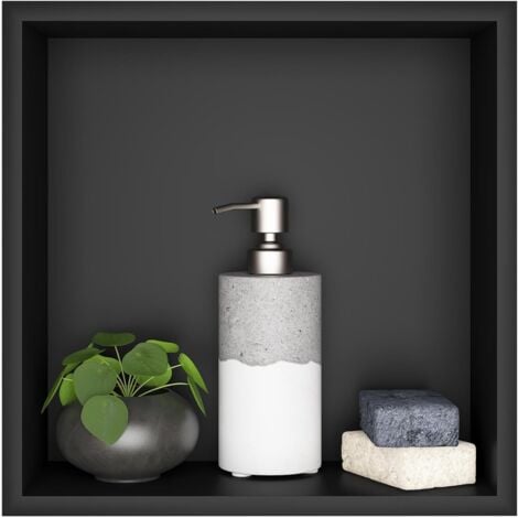 SJQKA Badezimmer-Nische, Edelstahl-Duschwand-Nische, einlagige Duschwand-Nische, versenkte Dusch-Nische 32 x 32 x 12,5 cm, schwarz