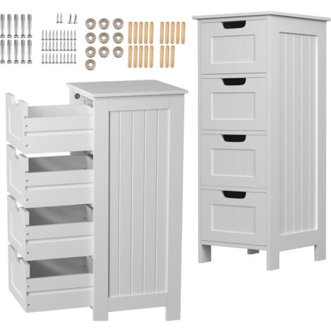 Badezimmer Schränke Schrank Aufbewahrungseinheit Wohnzimmer mit 4 Schubladen MDF Weiß