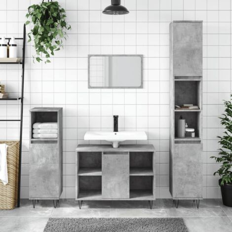 Badezimmer-Schrank Grau Beton 30x30x100 cm