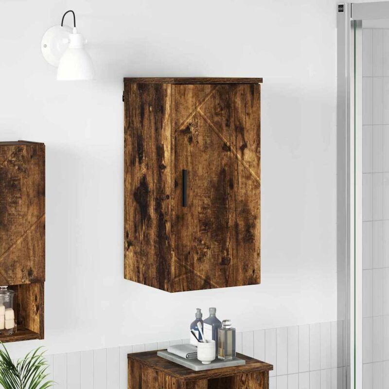 Badezimmerschrank Mit Tür Geräucherte Eiche 30 X 31, 5 X 61 Cm Vidaxl