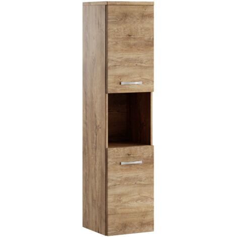 Badezimmer Schrank Montreal 131 cm Braun Eiche – Regel Schrank Hochschrank Schrank Möbel Badschrank