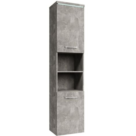 BADPLAATS Beton Grau – Regal Schrank Hochsch