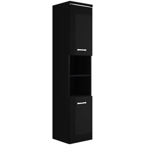 Badezimmer Schrank Paso 160cm Hochglanz Schwarz Fronten – Regal