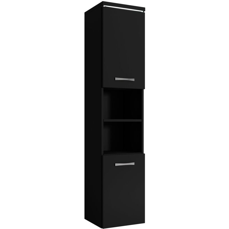 Badplaats - Badezimmer Schrank Paso 160cm Mat Schwarz – Regal Schrank Hochsc