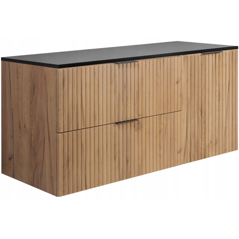 Rodan Fabryka Mebli Waschtischunterschrank - 100 Cm - Goldene Eiche - Modernes Design - Gestreifte Fronten
