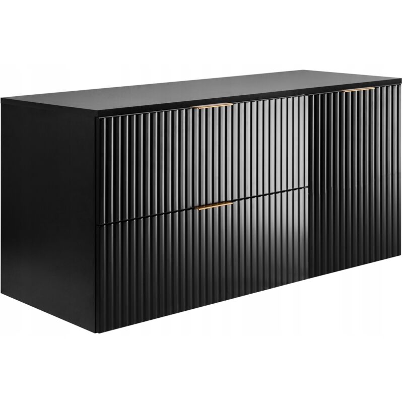 Rodan Fabryka Mebli Waschtischunterschrank - 100 Cm - Schwarz - Modernes Design - Geriffelte Fronten Und Weicher Verschluss