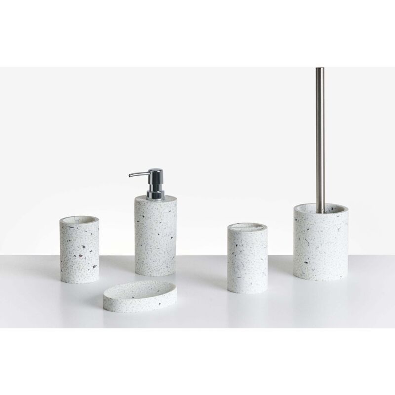 Beliani Badaccessoires Set 5-teilig Perene Terrazzo Weiß