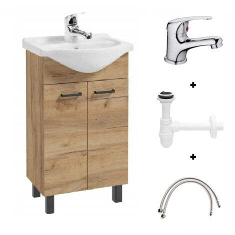 Badezimmer-Set, Unterschrank mit Waschbecken, 50 cm, Craft Eiche Mea