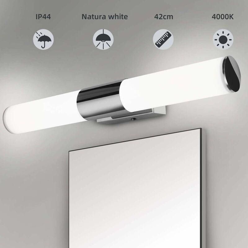 Badezimmer Spiegellampe 42cm - 12W 1000Lumen LED Wandleuchte, Naturweiß 4000K, IP44 Wasserdicht, Flimmerfrei, Superhell, Schlafzimmer Wandlampe für