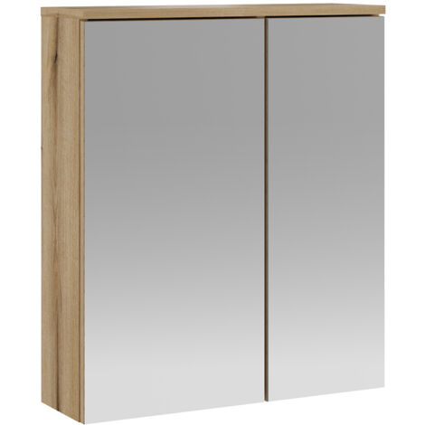 Badezimmer-Spiegelschrank 60 cm breit in Eiche, mit 2 Türen OLEAN-61