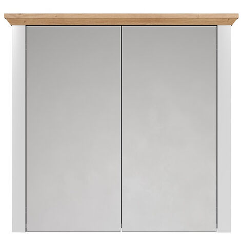 Badezimmer Spiegelschrank in lichtgrau mit Artisan Eiche Nb. LICATA-19, B/H/T ca. 78/73/24 cm
