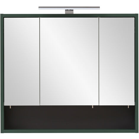 Badezimmer Spiegelschrank inkl. Beleuchtung KELLA-80 in waldgrün, B/H/T: ca. 70/64,2/16 cm