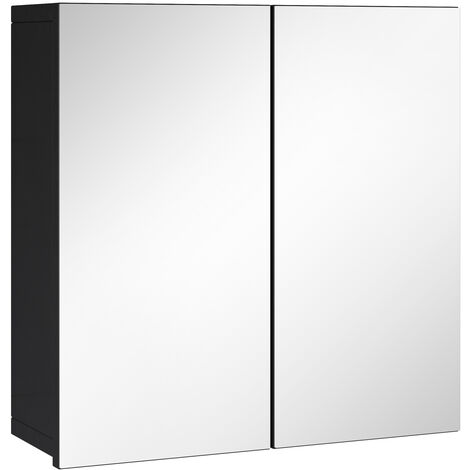 Badezimmer Spiegelschrank Leon 60cm Schwarz – Stauraum Unterschrank Möbel zwei Türen Badschrank - Schwarz